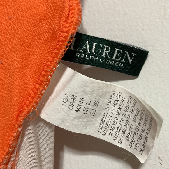 LAUREN RALPH LAUREN Orange Slimming Swimsuit  One Piece Ruffle Womens Size 6 - Picture 13 of 15
